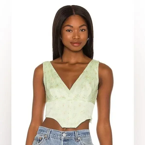 Camila Coelho Trudy Bustier Sage Floral NWT - Picture 6 of 8